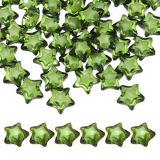 50pcs Acrylic Star Beads 18mm Star-Shaped Pony Loose Spacer Beads Dark Green,
