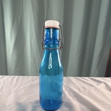 Blue Glass Swing-Top Bottle w/ Wire Bail Ceramic Stopper Closure