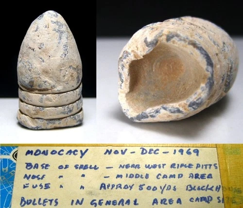 Monocacy Civil War Relic Dug At Camp Site in Nov/Dec 1969 Fired .58 Rifle Bullet