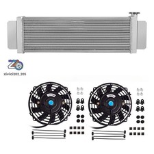 24 Air To Water Intercooler Aluminum Heat Exchanger Radiator Universal Fans