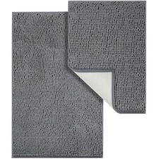LINLA Bathroom Rugs Sets 2 Piece, Absorbent Soft Chenille Bath Mat, Non-Slip,Qui
