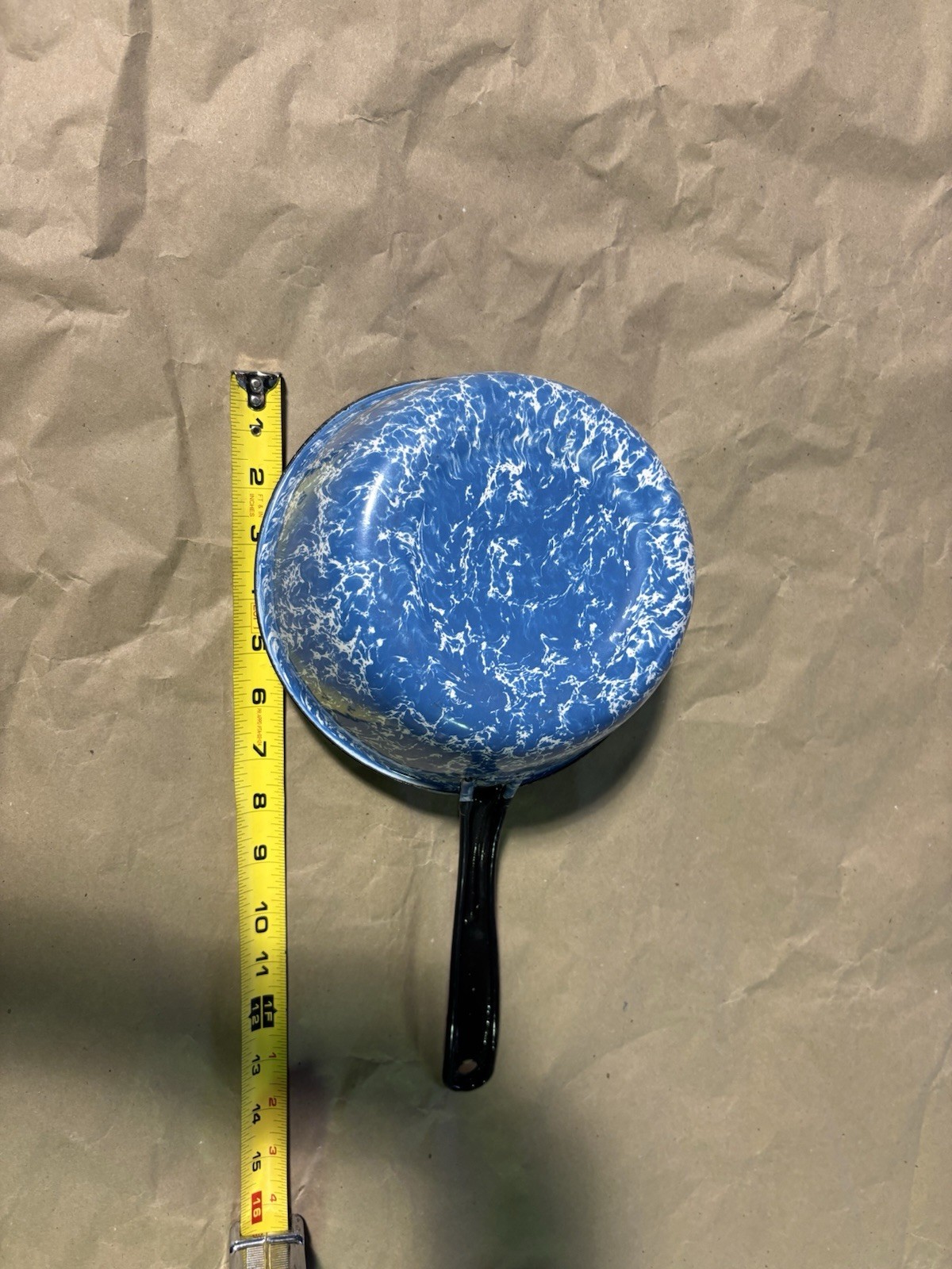 antique graniteware enamelware pot blue White