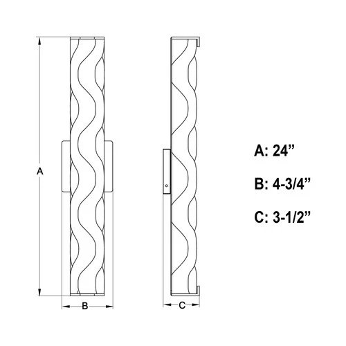 Vaxcel Lighting W0359 Marseille 1 Light 24"W LED Bath Bar - - Black - Picture 4 of 11