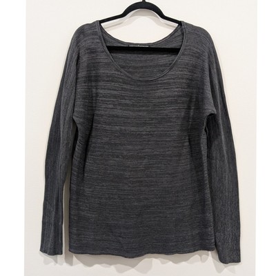 Peruvian Connection Space Dyed Lightweight Scoop Neck Sweater Gray/Black