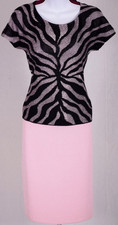 ST.JOHN Women's Knit Pink Black Studs Metallic Shimmer NWT Sweater  Skirt Sz 6