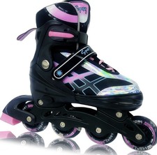 NEW Adjustable Inline Skates for Kids  Teens Ages 4-16, 8 Wheels Light Up, Med.