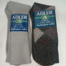 Vintage Burlington Adler Gray And Argyle Dress Socks Size 6-13 NEW