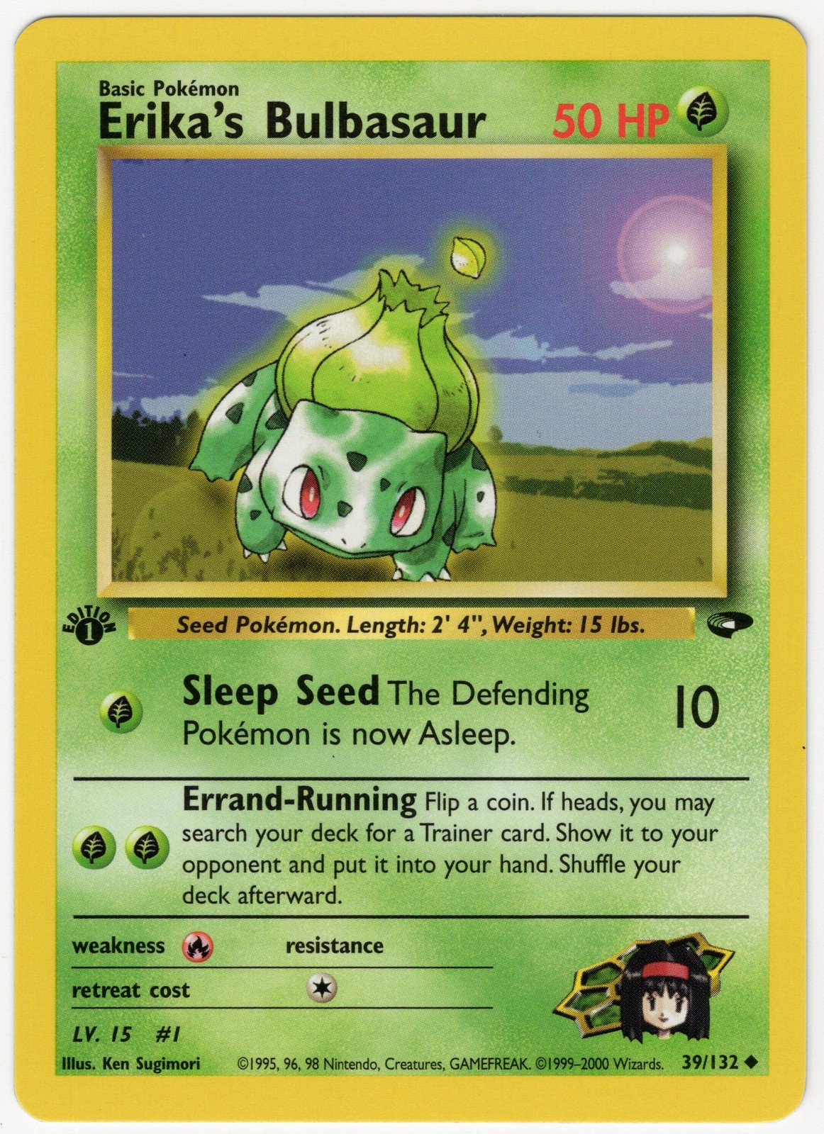 Erika's Bulbasaur 039/132 1st Edition Gym Challenge WOTC Pokemon Card NM