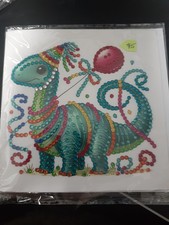 dinosaur birthday card diamond art decorated new with envelope blank inside