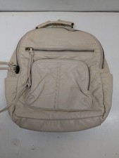 Beige Pebbled Small Backpack Purse Zip Closure Outer Pockets Adjustable Straps