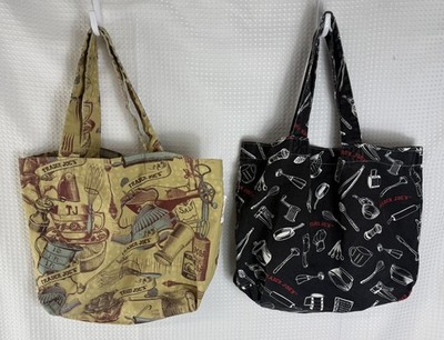 Trader Joe's Canvas Tote Bags Kitchen Utensils Made in USA - Lot of 2