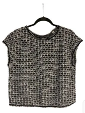 NWT - MAX STUDIO LONDON Black &White Tweed Shell Top