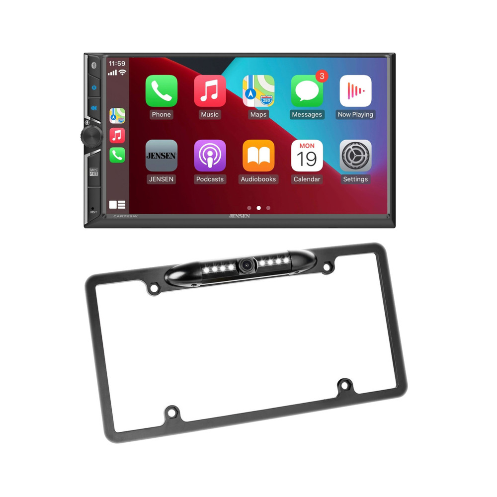 Сенсорный экран Jensen CAR723W с двойным DIN-экраном и камерой для съемки номерных знаков