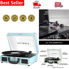 Turquoise 3-Speed Suitcase Turntable with Bluetooth Speakers   Music Anywhere 