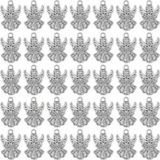 , 50 Pack Angel Charms Pendant Tibetan Antique Silver Pendants Bulk for Jewelry