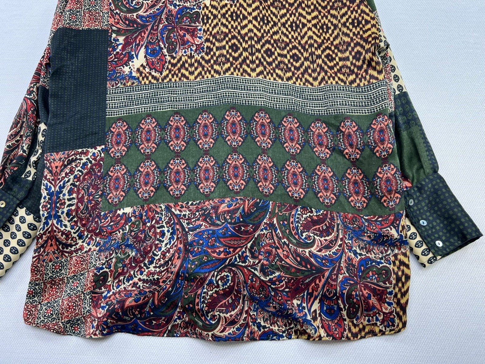 Zara Basic Womens Button Front Boho Blouse Long S… - image 12