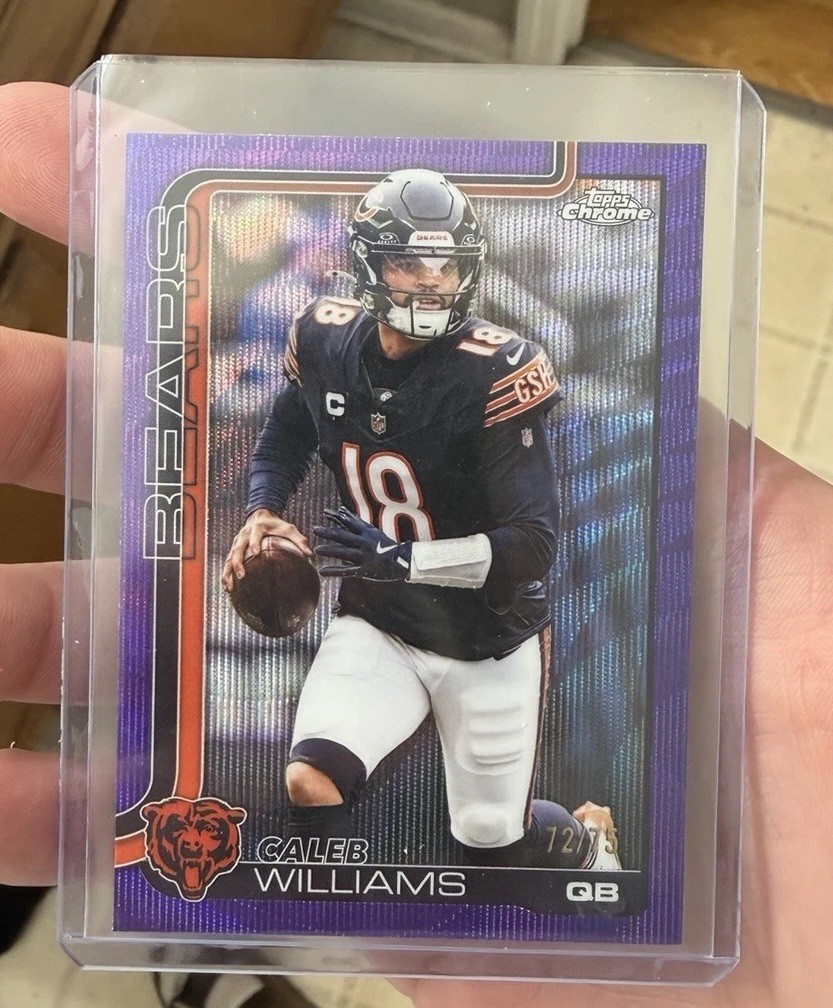 Topps 2025 NFL Chrome Caleb Williams Chicago Bears Purple Wave Refractor /75