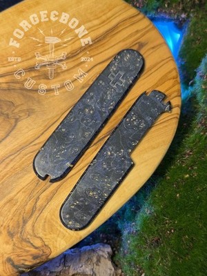 Custom scales für Victorinox 91mm Plus Box Elder Stabwood Dark Blue Griffschalen