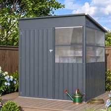 6x6 Ft Metal Storage Shed with Translucent Panels Heavy Duty Garden Tool Shed
