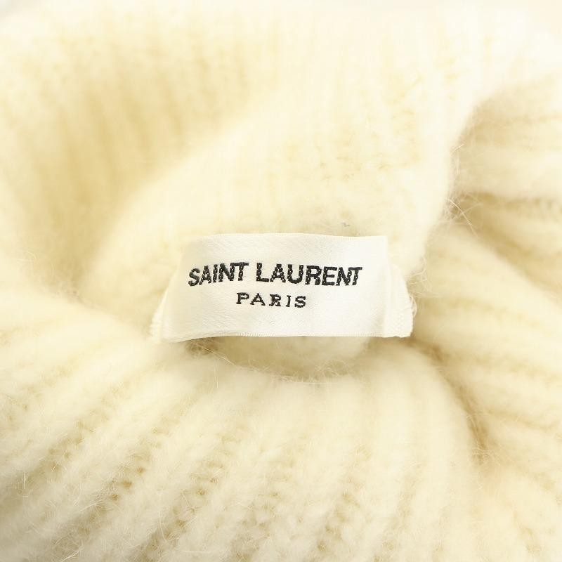 Maglione maglia Saint Laurent Paris manica lunga girocollo misto mohair S bianco