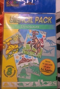 Color Workshop Stencils 8 Pack, DINOSAURS, reuseable stencil sheets, NEW