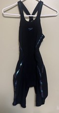 Women's Speedo Fastskin LZR Racer X Kneeskin Open Back, Size 27, Black/Blue