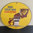VINTAGE ESSO EXTRA TIGER GASOLINE OIL PORCELAIN SIGN