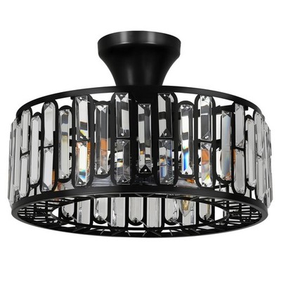 18'' Crystal Caged Ceiling Fan with Lights Remote Control, 3-Speed Industrial ...