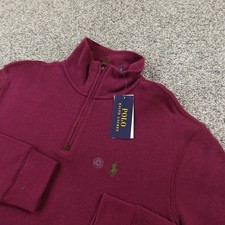 NEW Polo Ralph Lauren Sweater Mens S Red 1/4 Zip Mock Neck Knit Pullover Pony