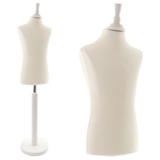 Schneiderpuppe Schaufensterpuppe Baby/Kind, Überzug creme/ecru, Holzteller 