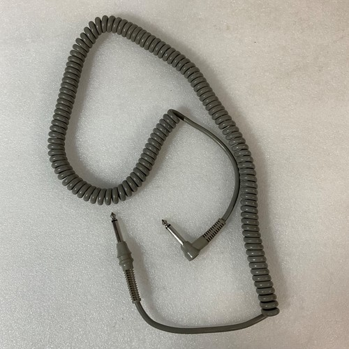 48 in Coiled 1/4 in TS Audio Cable Gray Straight to Right Angle