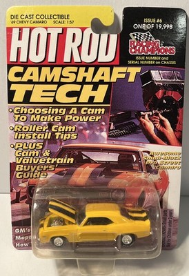 Racing Champions Hot Rod Camshaft Tech 1969 69 Chevy Camaro Yellow 1:57 MOC (B16