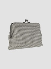 NEW WHITING  DAVIS Dimple Mesh Metal Crystal Clutch Evening Bag With Chain