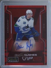 2020-21 O-Pee-Chee Platinum VIP Red Achievements 8/10 Quinn Hughes Auto 2d8