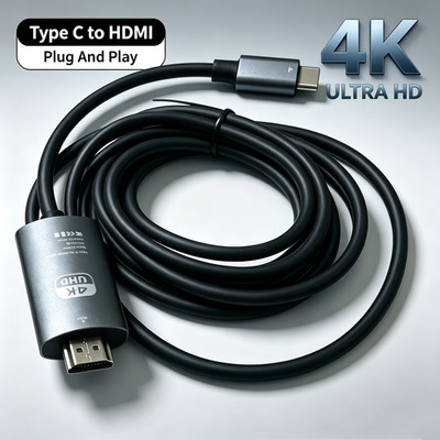 4K USB Type C to HDMI Mirroring Cable HDTV Cord For iPhone 17 Air 16 15 Samsung