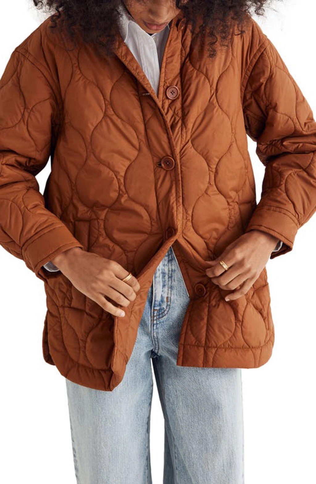 Madewell Airpuff Shirt Jacket in Warm Coffee XS