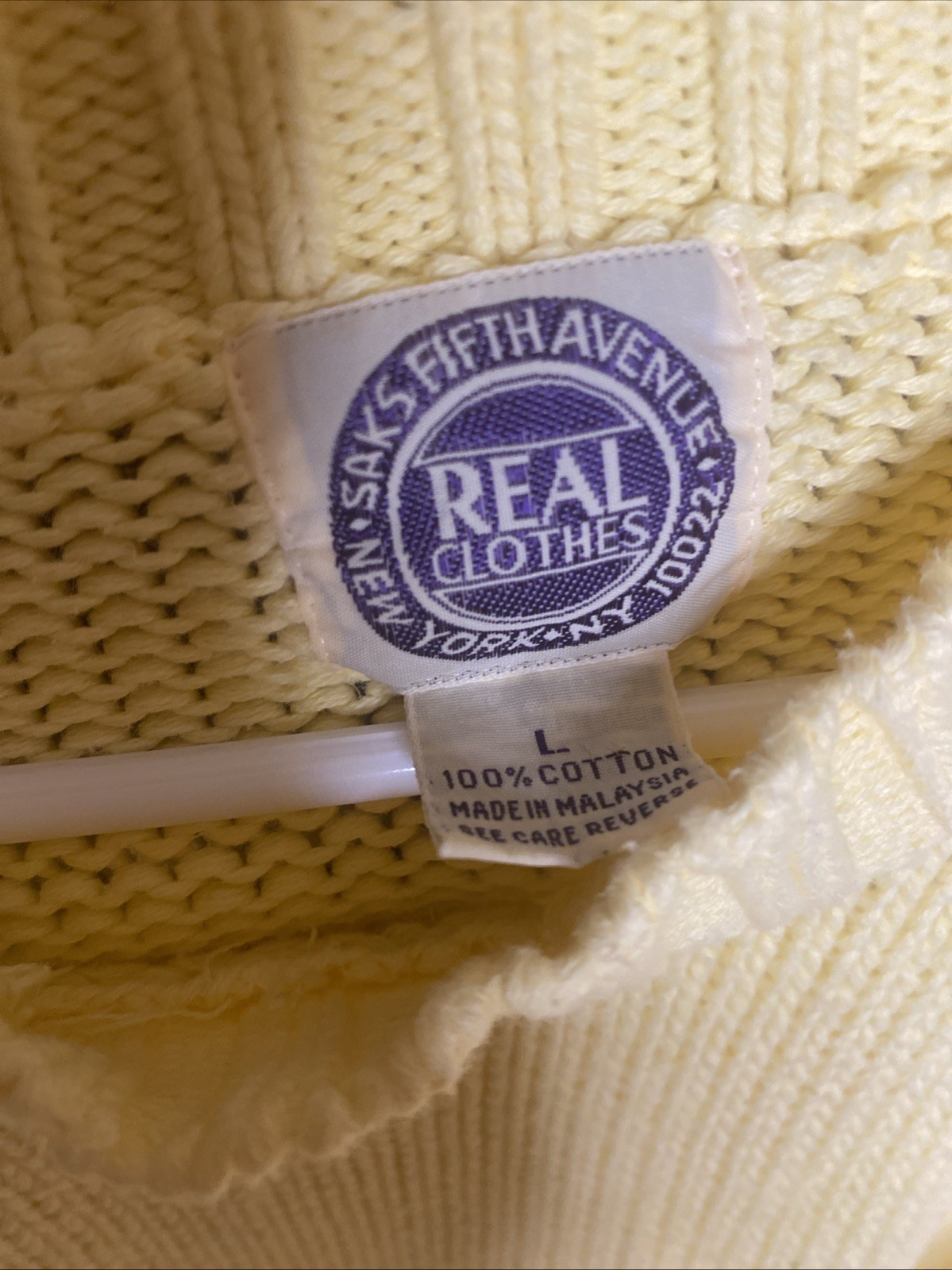 Saks Fifth Avenue Womens Chunky Oversized Large Yellow Sweater Cotton Cable Knit