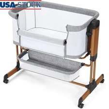 3-in-1 Baby Bassinet Rocking Bedside Sleeper Portable Adjustable Crib W/ Storage