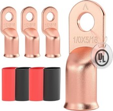 UL Listed 1/0 AWG 5/16 Battery Cable Lugs Copper Heat Shrink Ring Terminals