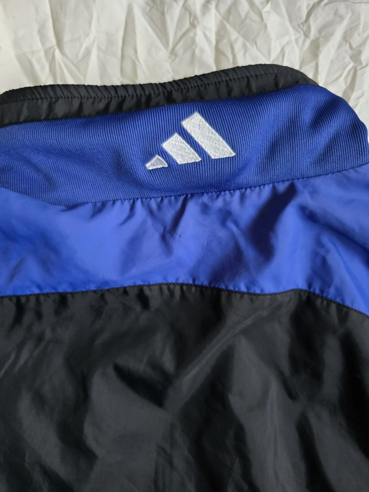 Vintage Adidas 1999 Track Jacket Windbreaker Blue Black White Size L 90s image 15