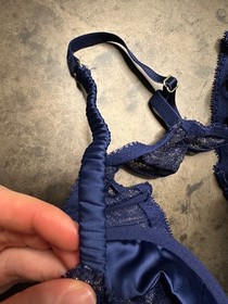 L&rsquo;agent By Agent Provocateur Lace Blue Gold Underwire Bra 36B Coquette