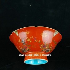 6.3" YongZheng Marked Enamel Colour Porcelain Flower Bird Pattern Bowl Bowls