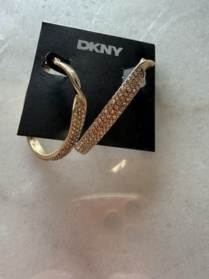 DKNY Creolen Neu mit Etikett Gold mit Steinen 5 Cm Durchmesser