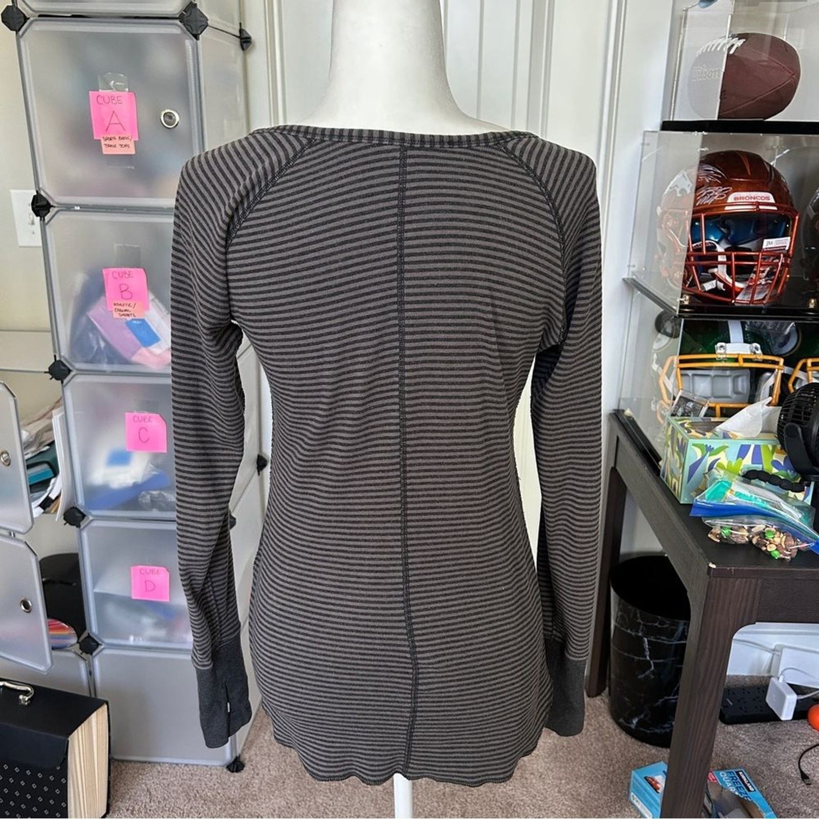 Lululemon Reversible Gray Striped Solid Gray Long… - image 7