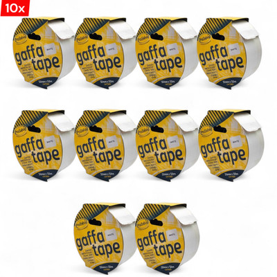 10x Weiß 50mm x 50m Gaffer Gewebe Wasserdicht Klebeband Strapazierfähig Kleberollen Großpackung