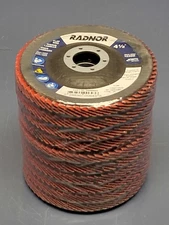 Lot of 10 Radnor 64000643 , 4-1/2 x 7/8 , 40 Grit Type 29 Flap Disc