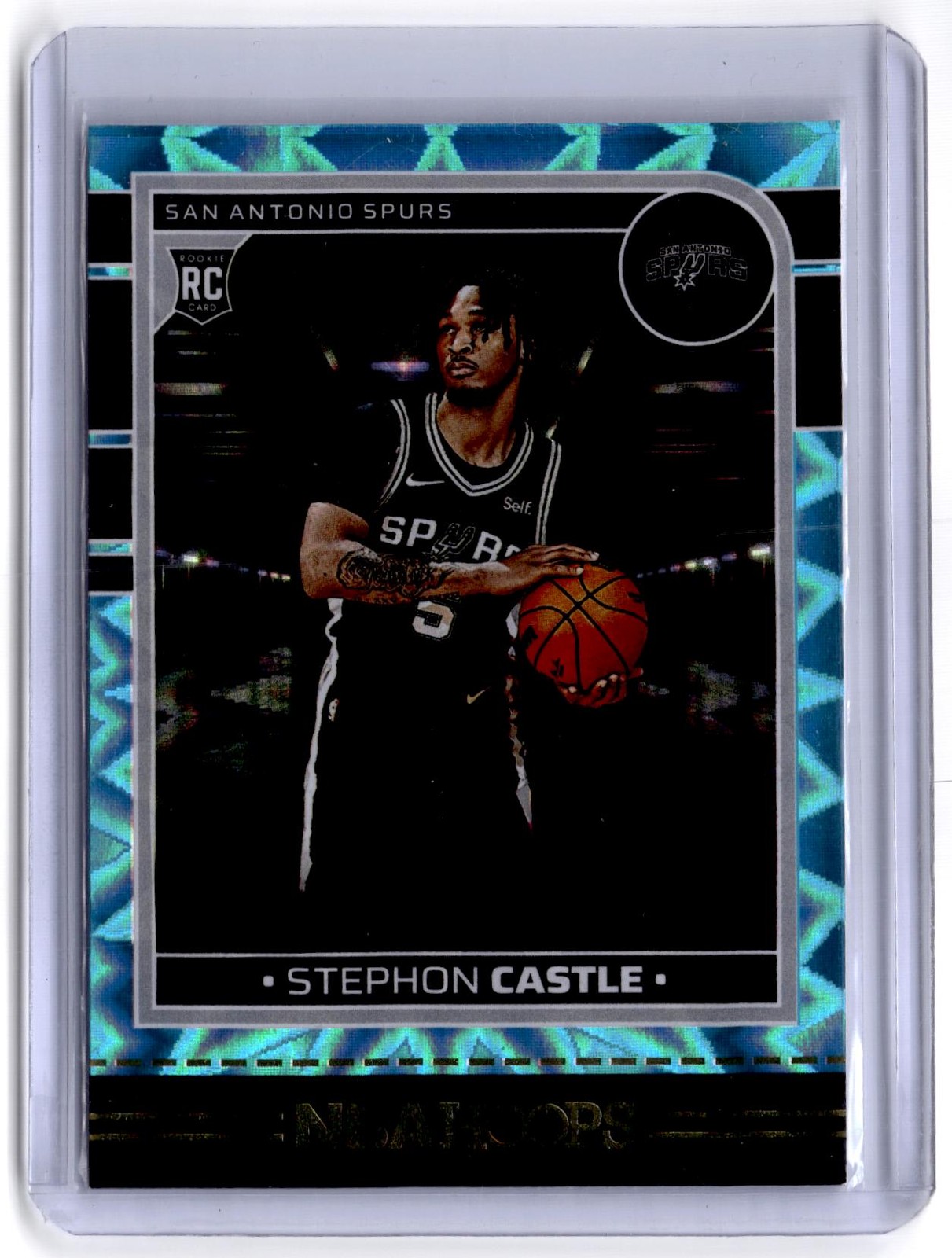 2024-25 Hoops #234 Stephon Castle San Antonio Spurs Teal Explosion Rookie