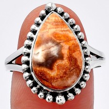 Natural Rosetta Picture Jasper 925 Sterling Silver Ring s.9.5 Jewelry R-1154
