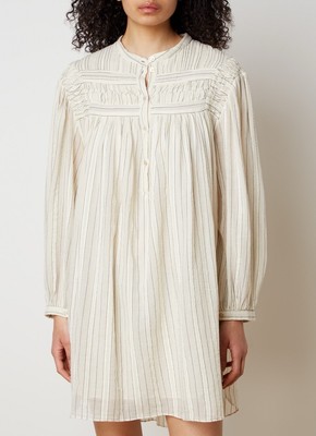 Isabel Marant Etoile Damen Leozi Ecru Baumwolle Gestreift Mini Kurz KLEID 36