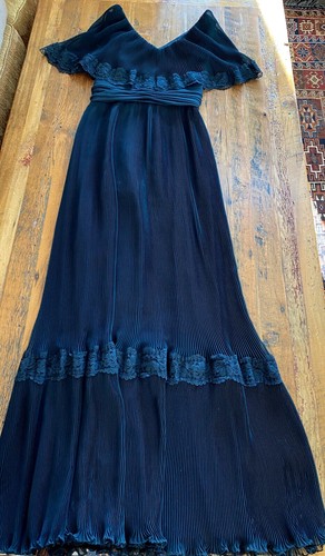 Vtg 1960s Miss Elliette Black Chiffon 